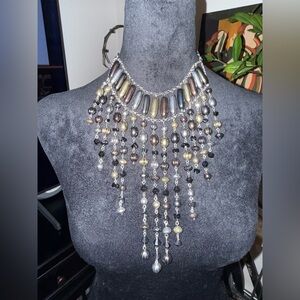 Chic Silver and Gold Statement Necklace